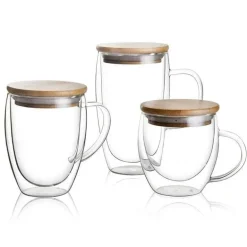 Isolierter doppelwandiger Becher mit Deckel – Bier, Whiskey, Wein, Tee, Kaffeetasse