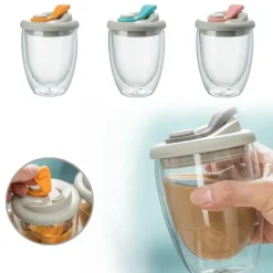 Isolierter doppelwandiger Glasbecher – auslaufsicherer transparenter Kaffeebecher