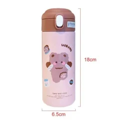 Isolierter Edelstahlbecher mit Strohhalm – süße Thermo-Wasserflasche