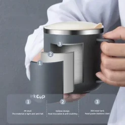 Isolierter Kaffeebecher aus Edelstahl, 350 ml, mit hitzebeständigem Deckel