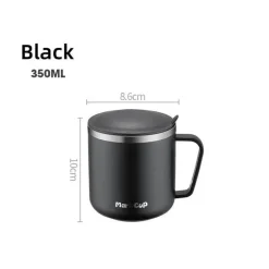 Isolierter Kaffeebecher aus Edelstahl, 350 ml, mit hitzebeständigem Deckel