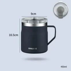 Isolierter Kaffeebecher aus Edelstahl mit Deckel, reisefreundliches Design