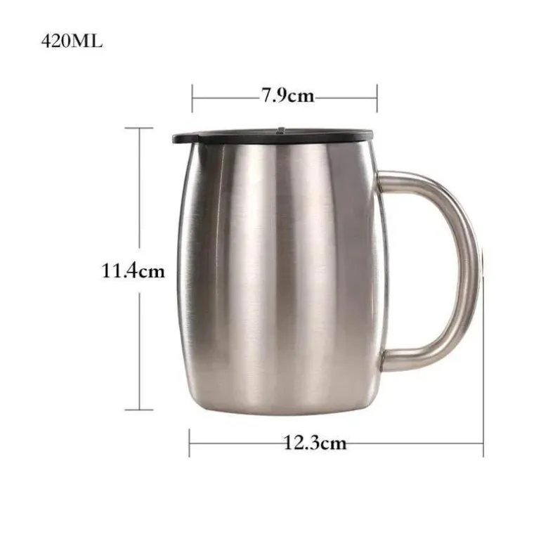Isolierter Reisebecher aus Edelstahl – 420 ml Becher mit Deckel für das Homeoffice