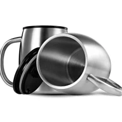 Isolierter Reisebecher aus Edelstahl – 420 ml Becher mit Deckel für das Homeoffice