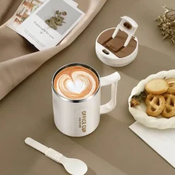 Isolierter Reisebecher aus Edelstahl mit Henkel – doppelwandiger Kaffeebecher für heiße und kalte Getränke