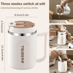 Isolierter Reisebecher aus Edelstahl mit Henkel – doppelwandiger Kaffeebecher für heiße und kalte Getränke