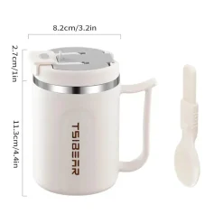 Isolierter Reisebecher aus Edelstahl mit Henkel – doppelwandiger Kaffeebecher für heiße und kalte Getränke