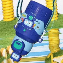 Isolierter Reisebecher mit Cartoon-Tiermotiv – Edelstahlbecher mit Silikonhülle