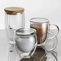 Isoliertes doppelwandiges Becherset – Bier-, Wein- und Kaffeebecher mit Deckel