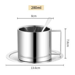 Isoliertes Kaffeetassen-Set aus Edelstahl mit Tablettlöffel