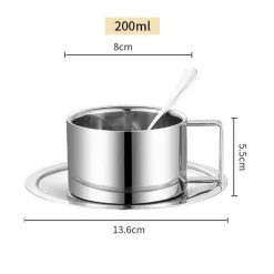 Isoliertes Kaffeetassen-Set aus Edelstahl mit Tablettlöffel