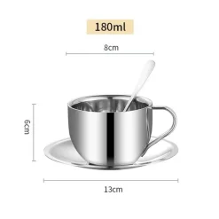 Isoliertes Kaffeetassen-Set aus Edelstahl mit Tablettlöffel