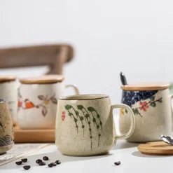 Japanische handgefertigte Keramiktassen – Retro-Design