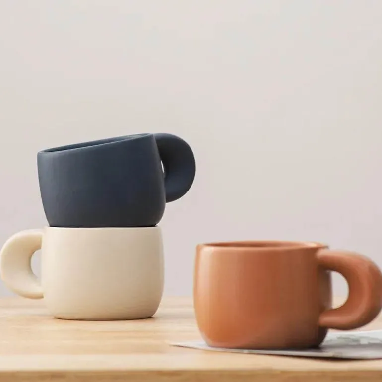 Japanisches Kaffeetassen-Set aus Steingut – 280 ml Frühstückstassen fürs Büro