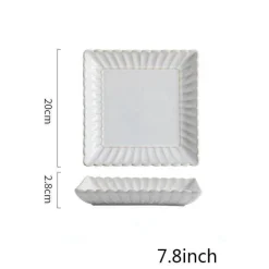 Japanisches weißes Keramik-Essteller-Set – elegantes Geschirr