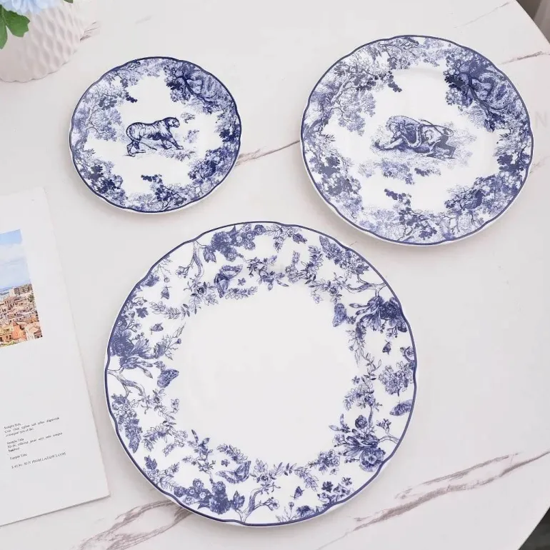 Jungle Bone China Geschirrset Elegante Teller & Servierplatten