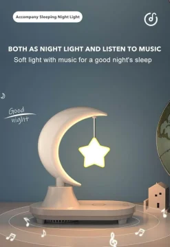 Kabellose Ladenachtlampe – Mondstern-Design