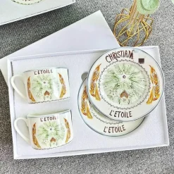 Kaffee- und Teetassen-Set aus Knochenporzellan mit Untertasse, Teegeschirr, Dessertteller