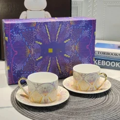 Kaffee- und Teetassen-Set aus Knochenporzellan mit Untertasse, Teegeschirr, Dessertteller