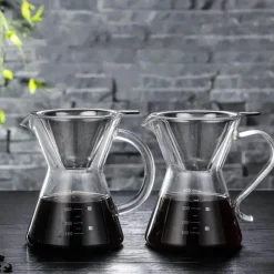 Kaffeekanne aus Glas – 400 ml, hitzebeständig, mit Edelstahlfilter