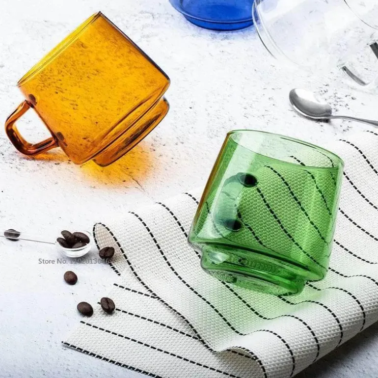 Kaffeetasse aus Borosilikatglas – 350 ml, hitzebeständig, für Tee und Saft.