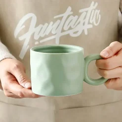Kaffeetasse aus Keramik – 400 ml, Trinkbecher mit rundem Henkel