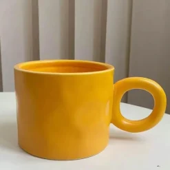 Kaffeetasse aus Keramik – 400 ml, Trinkbecher mit rundem Henkel