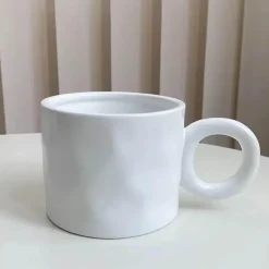 Kaffeetasse aus Keramik – 400 ml, Trinkbecher mit rundem Henkel