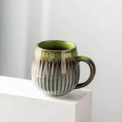 Kaffeetasse aus Keramik mit Farbverlaufsglasur – Retro-Tasse im japanischen Stil, 480 ml