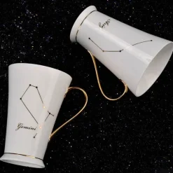 Kaffeetassen mit Sternzeichen - Keramik-Set in Weißgold