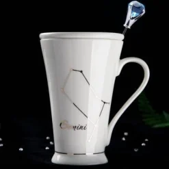 Kaffeetassen mit Sternzeichen - Keramik-Set in Weißgold