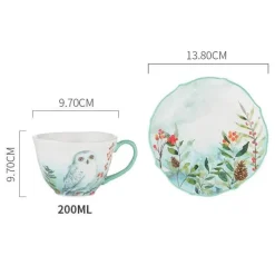 Kaffeetassen- und Untertassenset aus Keramik mit Tiermuster – 200 ml