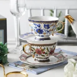 Kaffeetassen-Set aus Bone China – 220 ml Teetasse mit Untertasse