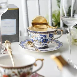 Kaffeetassen-Set aus Bone China – 220 ml Teetasse mit Untertasse