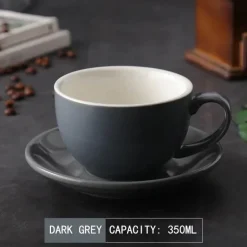 Kaffeetassen-Set aus Keramik – 350 ml Tassen mit Untertassen, 2er-Set