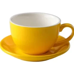 Kaffeetassen-Set aus Keramik – 350 ml Tassen mit Untertassen, 2er-Set
