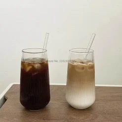 Kaffeetassen-Set aus klarem Glas, 6 Stück – hitzebeständiges vertikales Design für alle Getränke