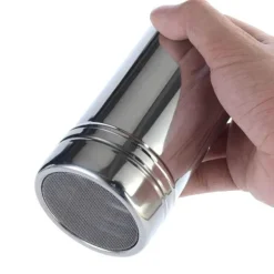 Kakaopulverstreuer - Kaffeegewürzstreuer aus Edelstahl mit Deckel