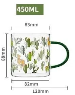 Kaktusglas-Tee-/Milchbecher – Kaffeebecher mit Skala