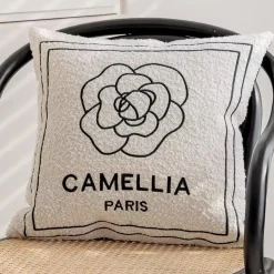 Kamelien-Jacquard-Kissenbezug – Luxuriöses nordisches Dekokissen für das Wohnzimmer