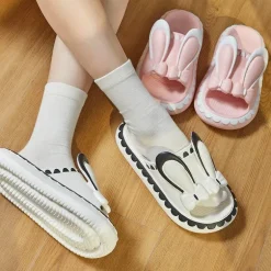 Kaninchen-Hausschuhe für Damen – süße, bequeme Schuhe mit niedrigem Keilabsatz