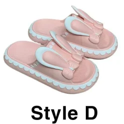 Kaninchen-Hausschuhe für Damen – süße, bequeme Schuhe mit niedrigem Keilabsatz