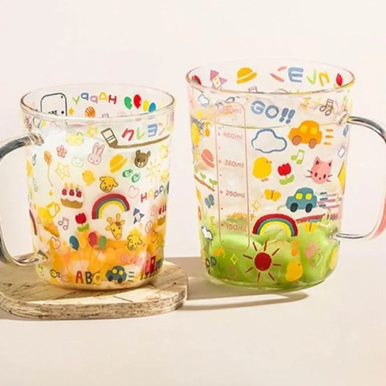 Karikatur, messglas, becher