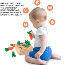 Karottenpflückspiel aus Holz – Lernspielzeug für Kinder