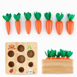 Karottenpflückspiel aus Holz – Lernspielzeug für Kinder
