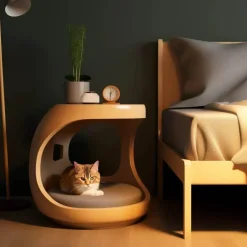 Katzenbett-Nachttisch – Stilvolles integriertes Haustiermöbel