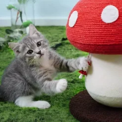 Katzenkratzbaum in Pilzform – handgefertigte Haustiermöbel für verspielte Katzen