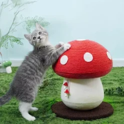 Katzenkratzbaum in Pilzform – handgefertigte Haustiermöbel für verspielte Katzen