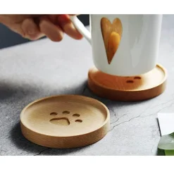 Katzenpfoten-Holzuntersetzer - Süßes Tier-Trinkgeschirr