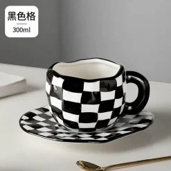 Kawaii Blumen Keramik Tassen Set mit Löffelschale - Süße Kaffeetassen